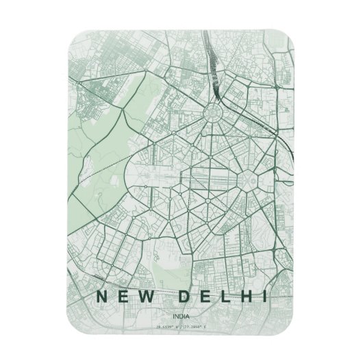 New Delhi India City Map Minimal Design マグネット (縦)