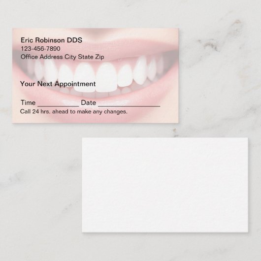 New Dentist Office Smile Appointment Cards 予約カード (正面/裏面)