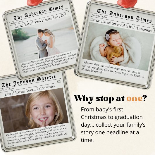 New Driver First Christmas Personalized Newspaper メタルオーナメント