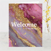 New Employee Welcome Watercolor Marble Gold カード (黄色い花)