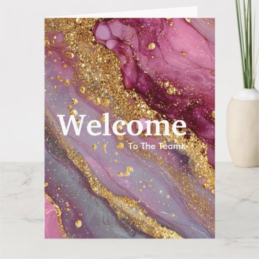 New Employee Welcome Watercolor Marble Gold カード (正面)