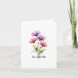 New England Aster Floral Blank Note Card ノートカード