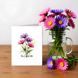 New England Aster Floral Blank Note Card ノートカード