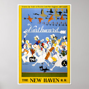 New England Canada Vintage Travel Poster ポスター