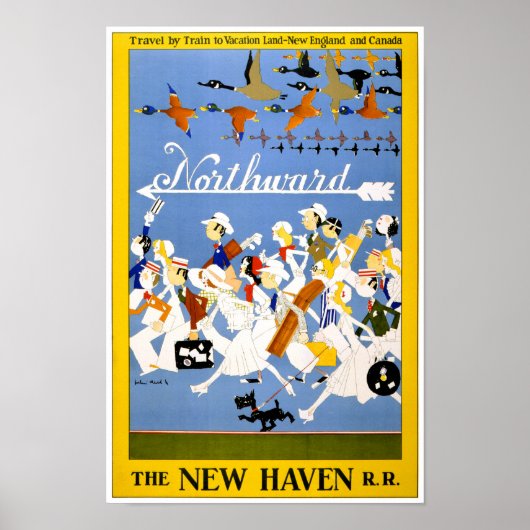 New England Canada Vintage Travel Poster ポスター (正面)