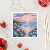 New England Summer | Hydrangea Beach Painting スタンダードカクテルナプキン (インサイチュ)
