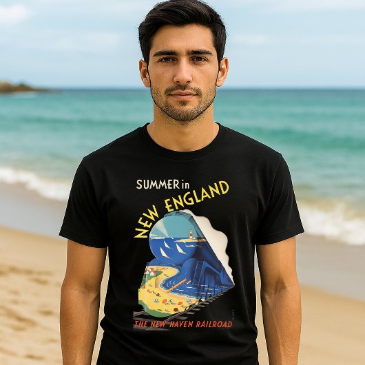 New England Vintage Art Deco Railroad Train Tシャツ