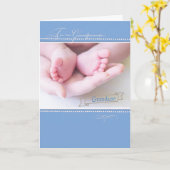 New First Time祖父母、孫、Blue Congr カード (黄色い花)