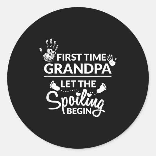 New First Time Grandpa Let The Siling Begin Gift  ラウンドシール (正面)