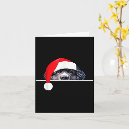 New Foundland Dog Lover Funny Santa Hat Christmas  カード (黄色い花)
