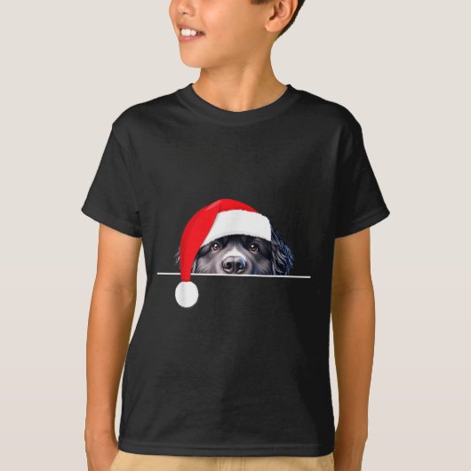 New Foundland Dog Lover Funny Santa Hat Christmas  Tシャツ (正面)