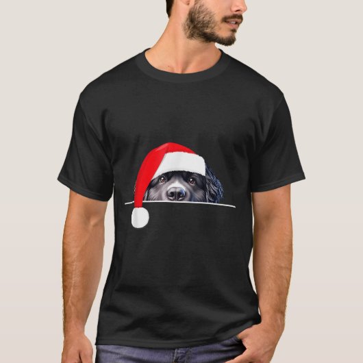 New Foundland Dog Lover Funny Santa Hat Christmas  Tシャツ (正面)