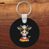 New Glarus Wi Usa Funny Cow Cartoon Design  キーホルダー (正面)