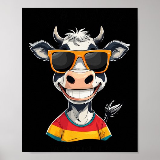 New Glarus Wi Usa Funny Cow Cartoon Design  ポスター (正面)