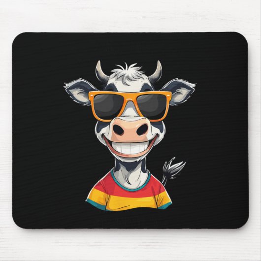 New Glarus Wi Usa Funny Cow Cartoon Design  マウスパッド (正面)