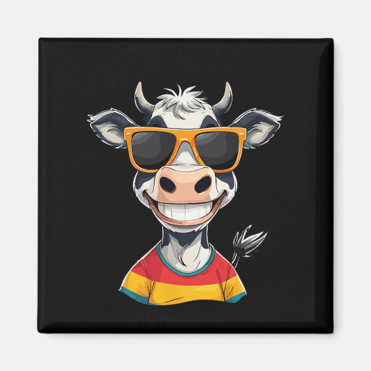 New Glarus Wi Usa Funny Cow Cartoon Design  マグネット (正面)