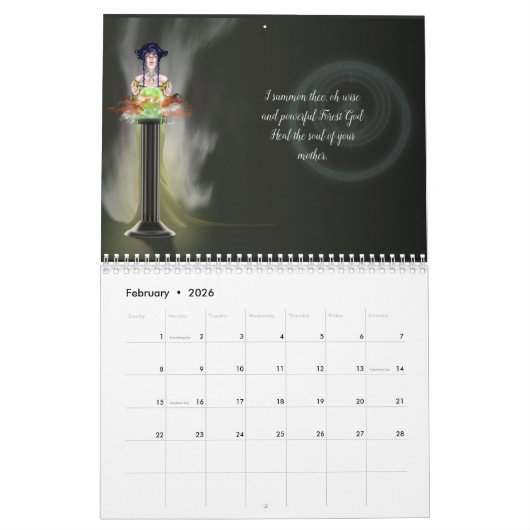 New Gothic Pagan Calendar カレンダー (2月 2026)