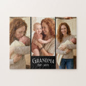 New Grandma Est. Year Custom Name 3 Photo ジグソーパズル (横)