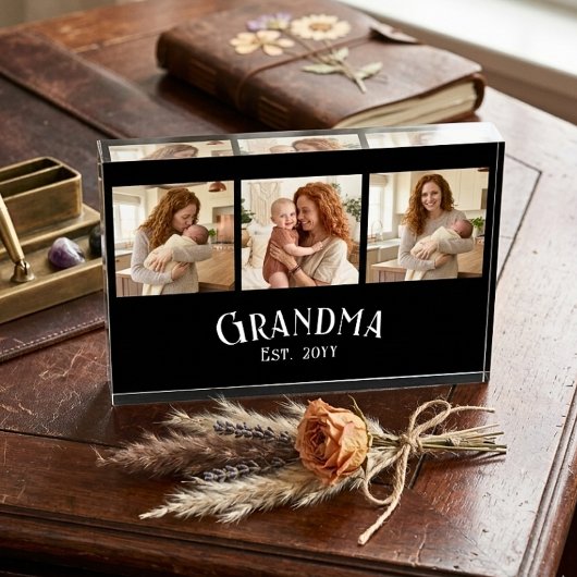 New Grandma Est. Year Custom Name 3 Photo フォトブロック