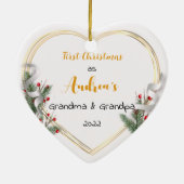 New Grandpa Holly & Pine金ゴールドフレーム写真 セラミックオーナメント (裏面)