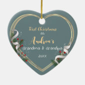 New Grandpa Holly & Pine金ゴールドフレーム写真 セラミックオーナメント (裏面)