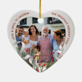 New Grandparents Silver Frame 2 Photos Christmas セラミックオーナメント (裏面)