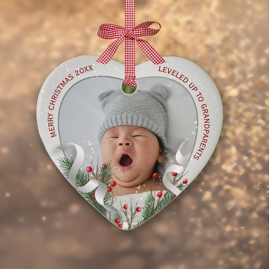 New Grandparents Silver Frame 2 Photos Christmas セラミックオーナメント