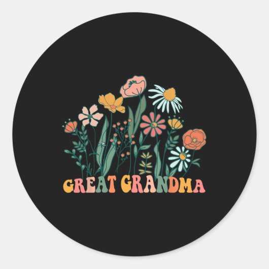 New Great Grandma Wildflower First Birthday &amp;  ラウンドシール (正面)