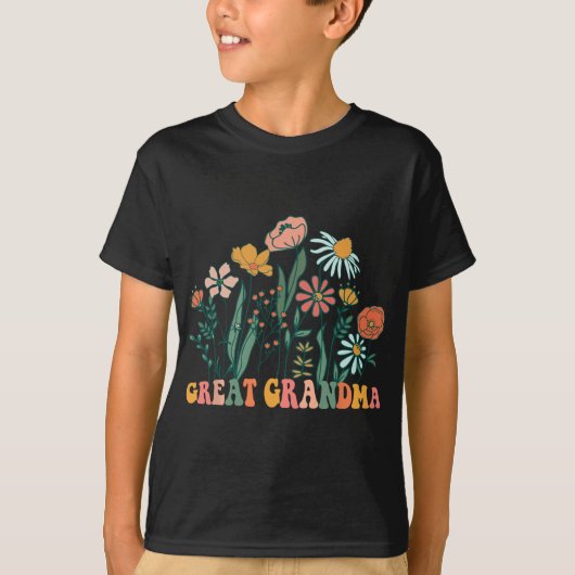 New Great Grandma Wildflower First Birthday &amp;  Tシャツ (正面)