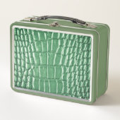 New! Green Faux Leather メタルランチボックス (正面)