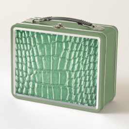 New! Green Faux Leather メタルランチボックス