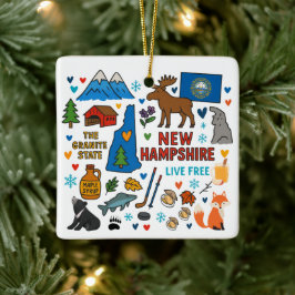 New Hampshire Custom Family Trip Christmas セラミックオーナメント