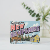 New Hampshire Deer Winter Scene ポストカード (スタンド正面)