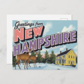 New Hampshire Deer Winter Scene ポストカード (正面/裏面)