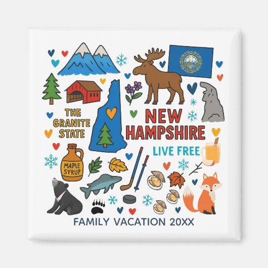 New Hampshire Family Trip Keepsake Custom マグネット (正面)