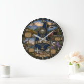 New Hampshire Granite State Mountain Lake Rustic ラージ壁時計 (ホーム)