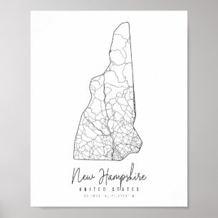 New Hampshire Minimal Street Map ポスター