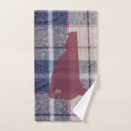 New Hampshire Plaid Personalized Hand Towel ハンドタオル (ハンドタオル)