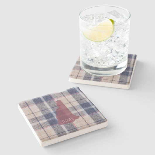 New Hampshire Plaid Personalized Stone Coaster ストーンコースター (横)