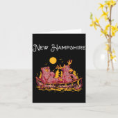 New Hampshire Shirt Funny Canoe Moose Elk Bear Lak カード (黄色い花)