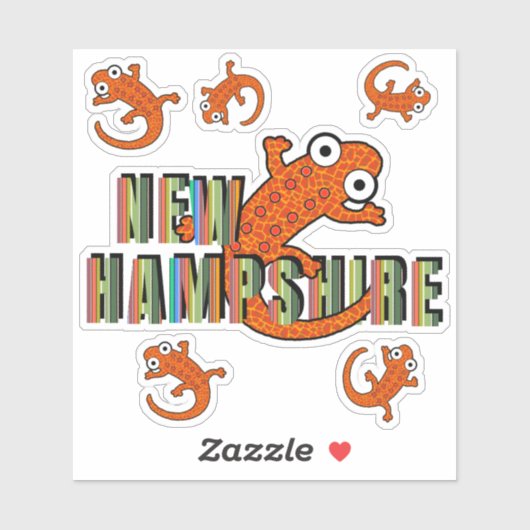 New Hampshire State Symbol Red Spotted Newt Stripe シール (シート)