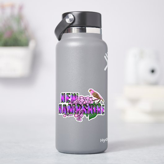 New Hampshire State Symbols Purple Finch & Lilacs シール (HydroFlask)