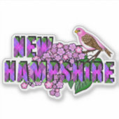 New Hampshire State Symbols Purple Finch & Lilacs シール (正面)