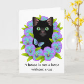 New Homeおめでとうカード – フローラ猫かわいい カード (黄色い花)