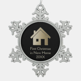 New Home 20XXの初めてのクリスマス スノーフレークピューターオーナメント