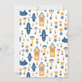 New Home Address Hygge Blue Yellow House 招待状 (裏面)