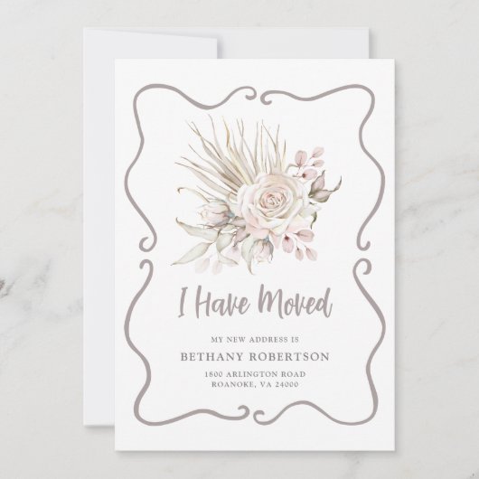 New Home Blush Pink Roses Moving 案内状 (正面)