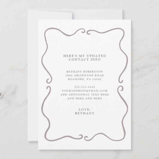 New Home Blush Pink Roses Moving 案内状 (裏面)