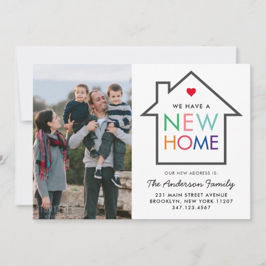 New Home Change of Address House Photo Moving 案内状 (正面)