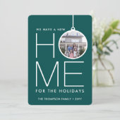New Home Christmas Ornament 2 Photo Teal Green シーズンカード (スタンド正面)